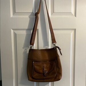 FOSSIL vintage genuine pebble leather shoulder bag